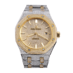 Replica Audemars Piguet Royal Oak Selfwinding 41 mm, Yellow Gold/Silver/Gem Set Ref 15400SR.OO.1220SR.01